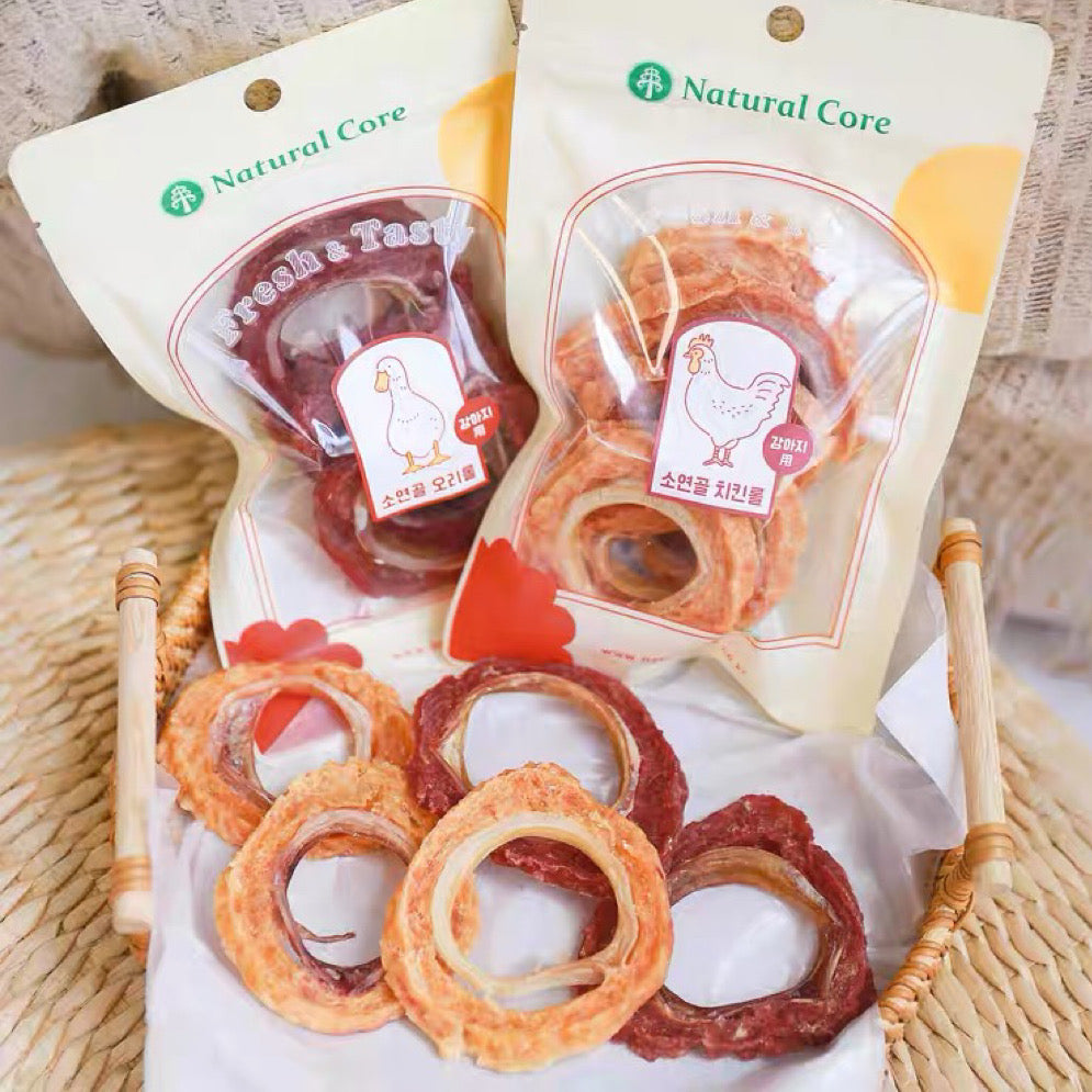 Natural Core | Dog Treats - Chicken/Duck Wrapped Beef Cartilage (Full-Sized Rolls)