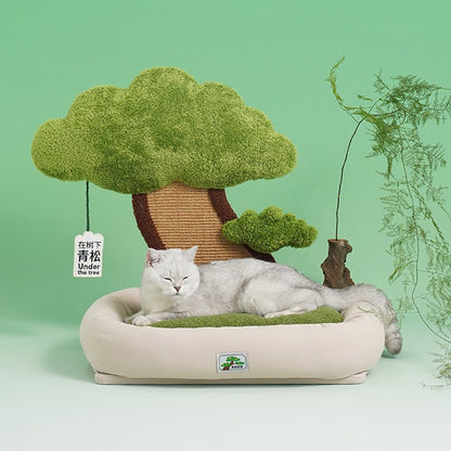 zeze | Pet Bed with Scratcher - Under the Pine Tree