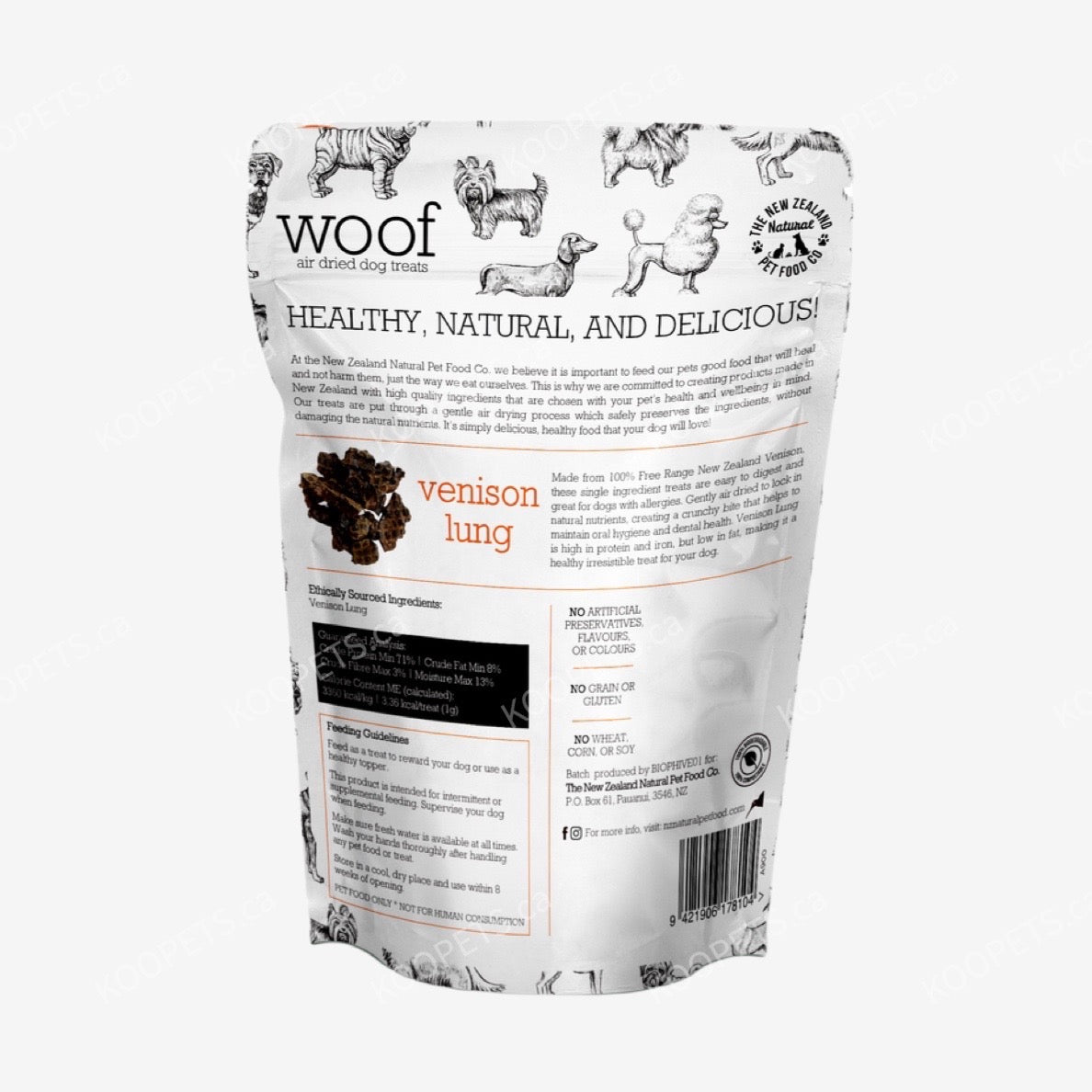 NZ Natural Pet Food Co | WOOF - 犬用 - 风干零食 - 鹿肺干
