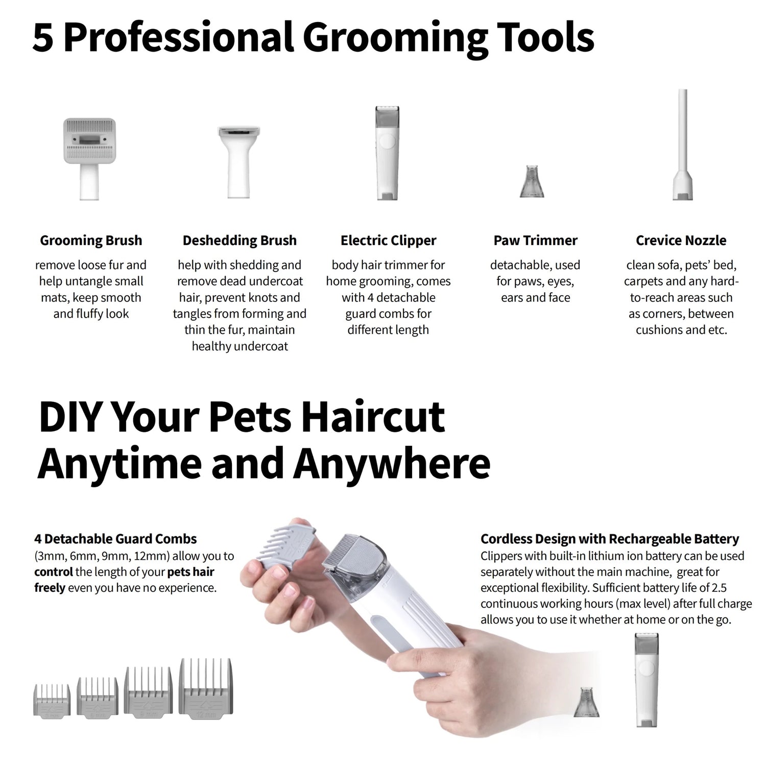 PETKIT | 5-in-1 Air-Clipper Pet Grooming Kit
